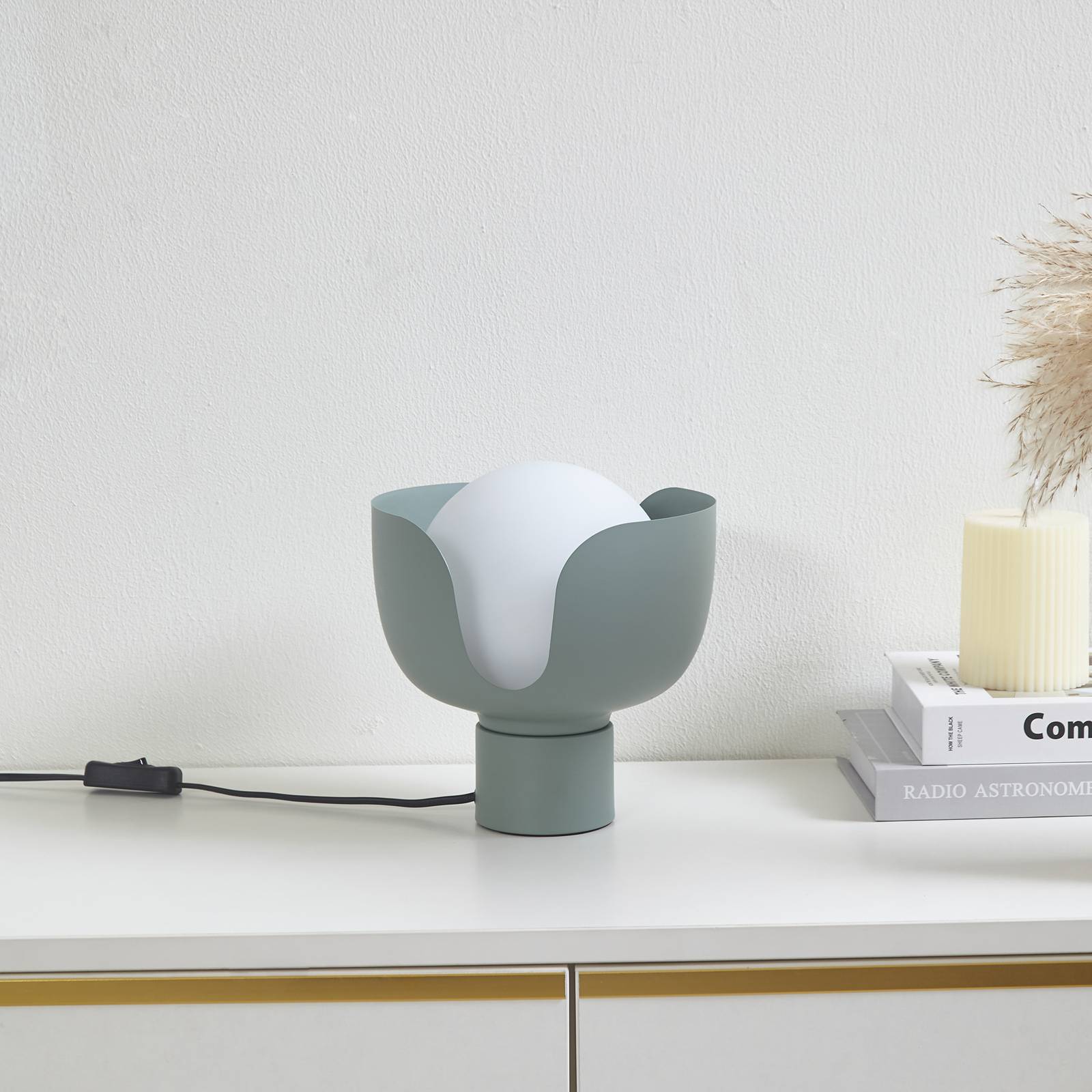 Tischlampe Fiora Lindby, grün, für Wohn- / Esszimmer, Metall, Modern, Tischlampe