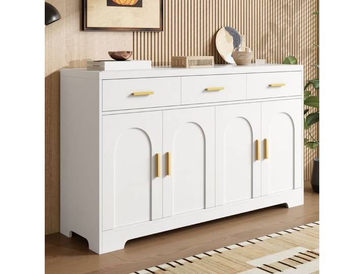 Buffet - SOGEU - Sideboard - 3 tiroirs - 4 portes arquées - Étagères réglables