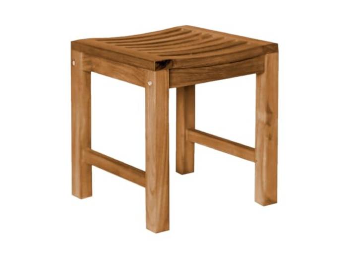 Teako Design Hocker Fussbank Ferrara Teak Massivholz, 45 x 45 x 50 cm, Holzmöbel, naturfarben, Gartensitzmöbel, Nachhaltige Möbel, Garten, Sitzgelegenheit, Beistellhocker
