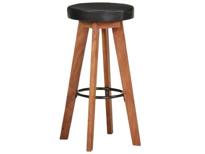 HBBMGYD Barhocker, Echtleder und massives Akazienholz, 2 Stück Retro-Charme, Kücheninsel oder Theke, Eisengestell, weiches Segeltuch, max. 110 kg pro Sitz, inklusive Montageanleitung (evtl