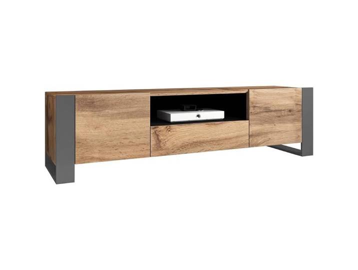 Armoire TV WEELOO Panneau stratifié Wotan/Anthracite