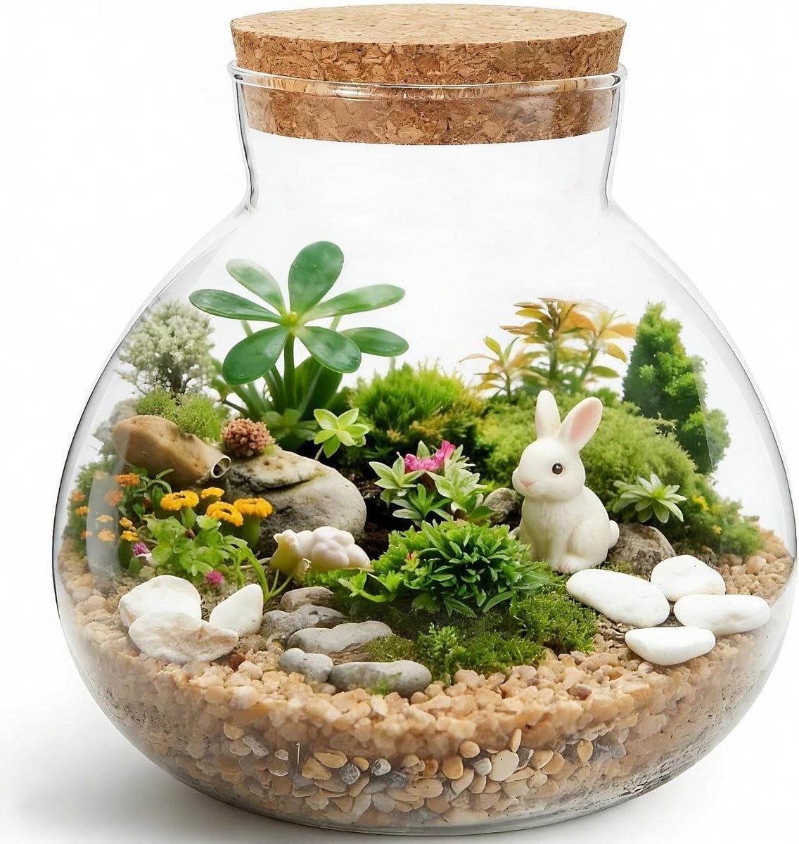 Glazen Terrarium Fles - Transparante Miniatuur Ecosysteem Container met Kurkdeksel
