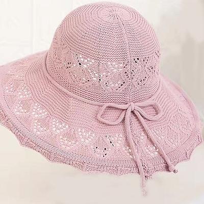 Stroh-Sonnenhut mit breiter Krempe für Damen, Schlapphut für den Strand mit Schleife, Sommerhut mit UV-Schutz, faltbares Outdoor-Reisevisier