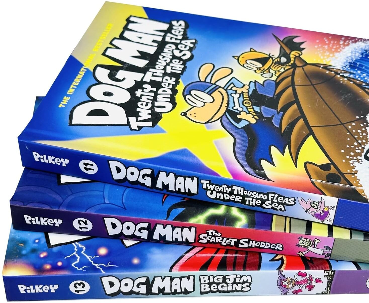 Scholastic Dog Man Series 11-13 by Dav Pilkey - 3 Book Hardback Collection Set - Ages 7-10 - Twenty Thousand Fleas Under the Sea, The Scarlet Shedder, Big Jim