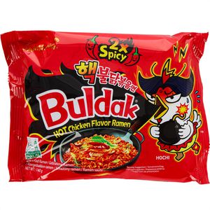 Samyang Fertiggericht Buldak Hot 2x Spicy Chicken Flavor Ramen, scharfe, koreanische Nudelsuppe, je 140 g, 5 Stück