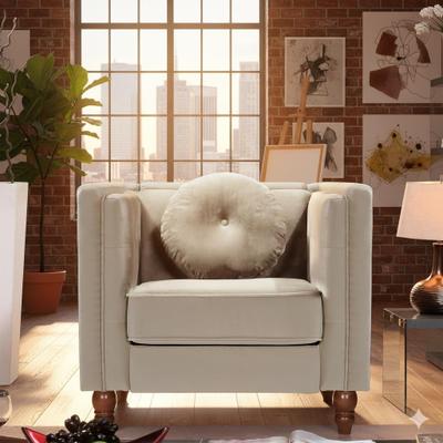 US Pride Furniture "Container Furniture 35"" Classic Chesterfield Chair with tight square arms"