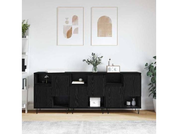(ON SALE)(3 pcs)Buffets Meuble d'Entrée - Buffet Salon Chêne noir 180x35x70 cm Bois d'ingénierie EU749368