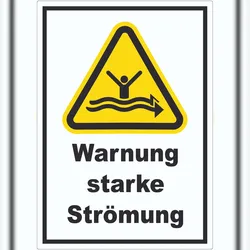 HB-Druck Aufkleber Warnung starke Strömung A9 (37x52mm)