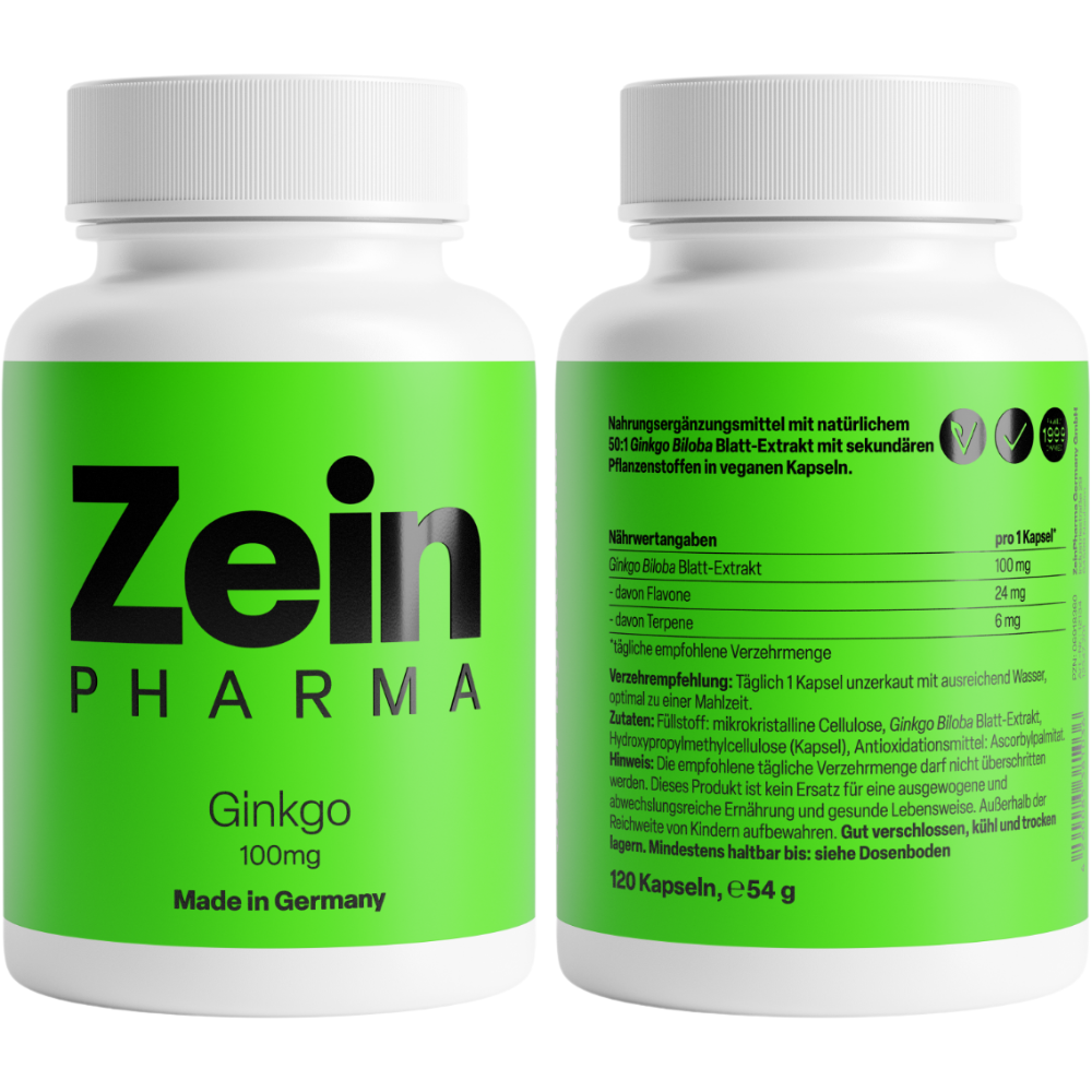 ZeinPharma Ginkgo Biloba 100mg Memory and Cognition Food Supplement 120&nbsp;caps.