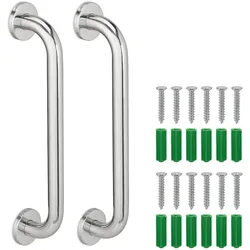 Relaxdays Haltegriffe Badezimmer, 2er Set, Edelstahl, Dusche & Badewanne, 200 kg, Senioren & behinderte Menschen, silber