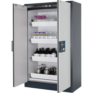 asecos Gefahrstoffschrank Q-Classic 90, 30015, mit 4 Auszügen, Feuerwiderstand Typ 90, grau, (B/H/T) 120 x 196 x 62cm