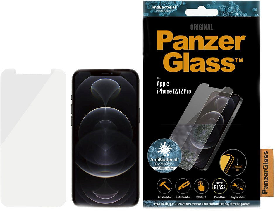 iPhone 12 / 12 Pro PanzerGlass AntiBacterial Standard Fit Skærmbeskyttelse - Gennemsigtig