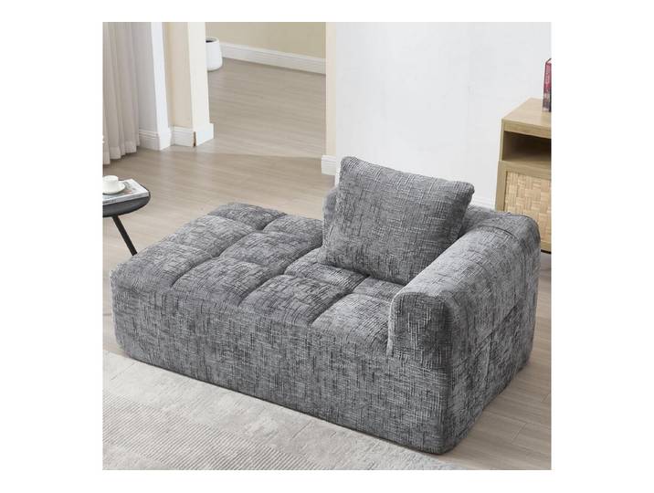 LuxusKollektion Chaiselongue Sofa Chaiselongue Sofaliege Couch 1 Sitzer Kissen Grau A