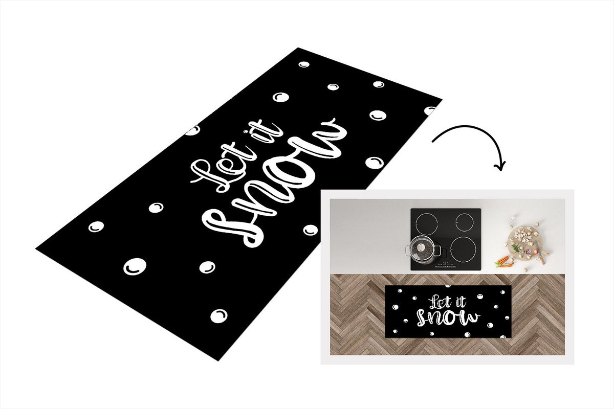 KitchenYeah Keukenloper Vinyl Let it snow Sneeuw Kerst B/D: 120 x 50 cm