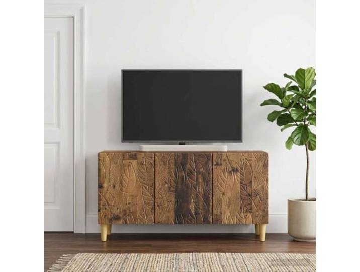 TV-Schrank 99 x 34,5 x 50 cm Altholz Holzwerkstoff mit Pendeltüren Robuste Holzwerkstoff-Konstruktion, 90°-Pendeltüren, geräumige Fächer, modernes Design, einfache Reinigung