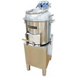 Professionelle Kartoffelschälmaschine Bützmann P-20 für bis zu 20 kg Schälleistung pro Zyklus. Abrasives Schälsystem.