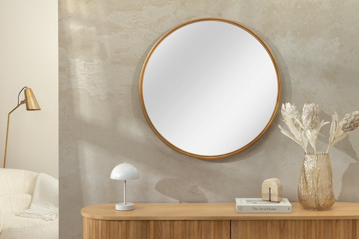 Invicta Interior Ronde wandspiegel PORTRAIT goud ijzer handgemaakt - Diameter: 60 cm