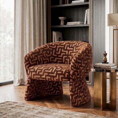 Furniture of America Premier Maze Modern 32-inch Premium Upholstered Barrel Fully Assembled Accent Chair