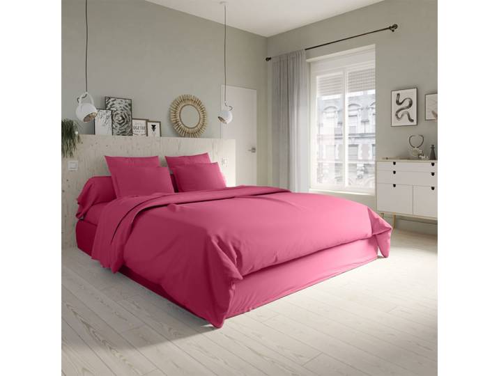 Housse de couette coton fuchsia 240x260 cm