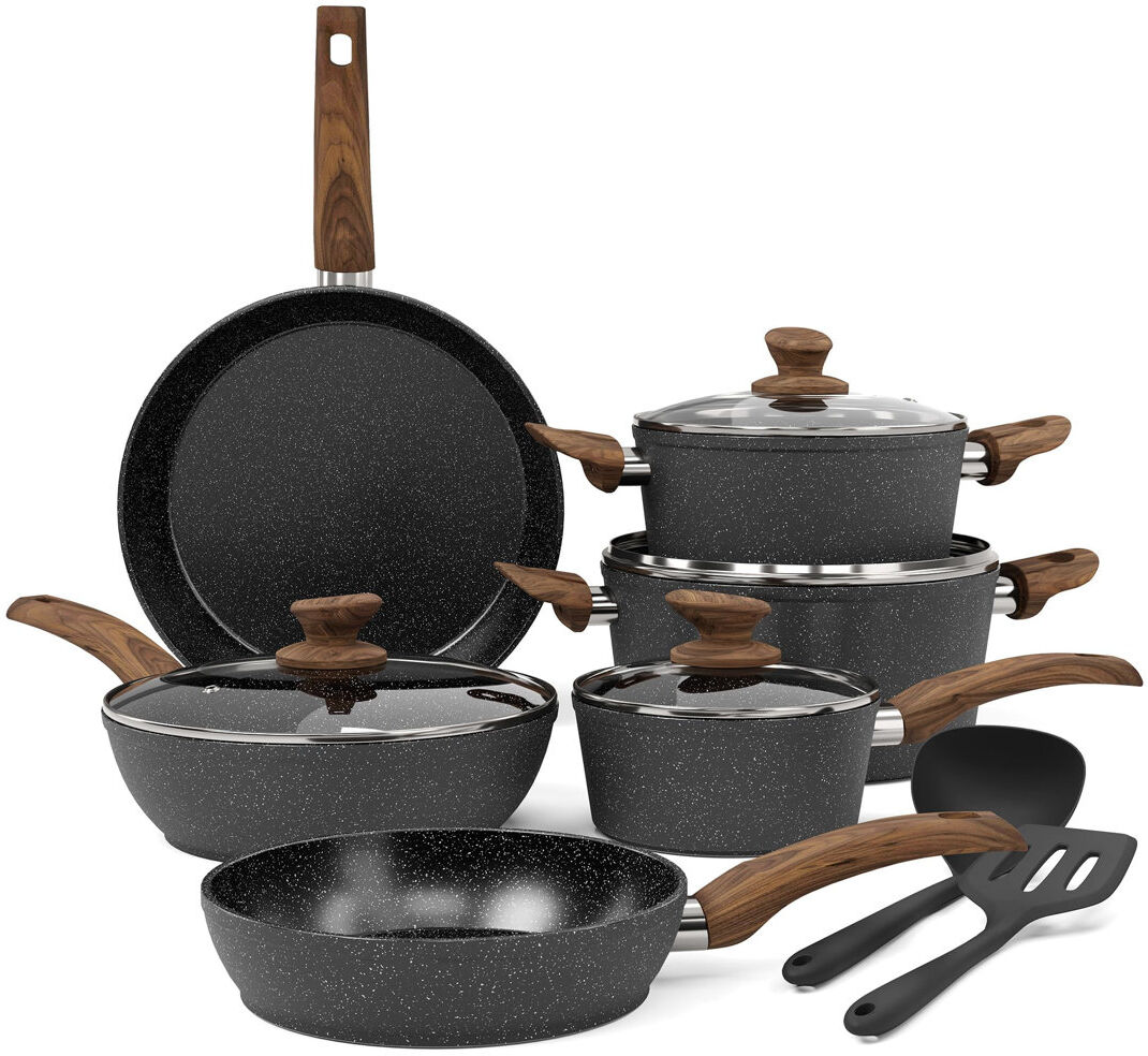 Belfry Kitchen Bormann 12 - Piece Cookware Set Black 12