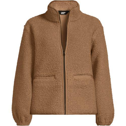 Bouclé-Fleecejacke in Plus-Größe, Damen, size: plus, Braun, Polyester, by Lands' End