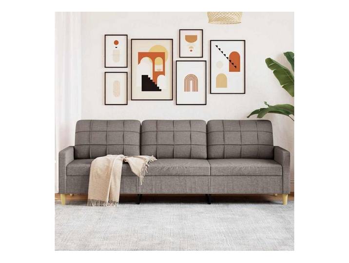 LuxusKollektion 3-Sitzer 3 Sitzer Sofa Taupe Leinenstoff Kissen Armlehnen 3-Sitzer-210 cm Taupe
