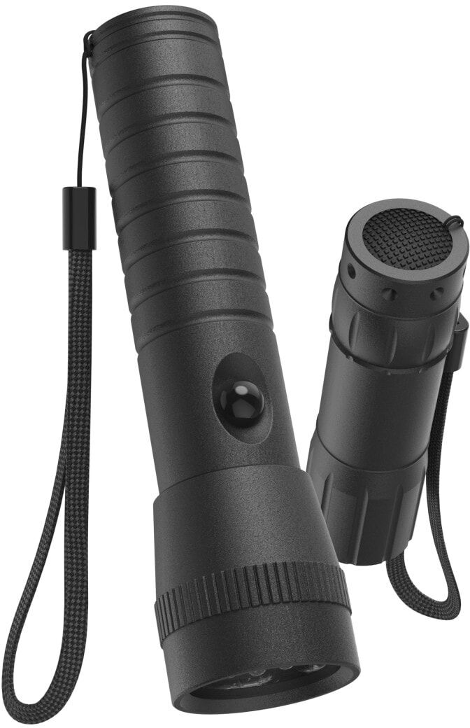 Hama LED Taschenlampe "LED Taschenlampe, 2er Set (Mini Taschenlampe und große Taschenlampe)", schwarz, Mobilleuchten, stoßfest, robust, stromsparend aus Aluminium, LED Taschenlampe