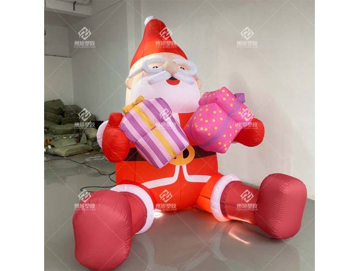 Père Noël gonflable avec cadeaux à main, cadeaux de vacances, accessoire décoratif gonflable de noël
