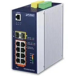 Planet Industrial L3 8-Port 802.3bt GE + 2-Port SFP+ (8 Ports), Netzwerk Switch, Schwarz, Silber