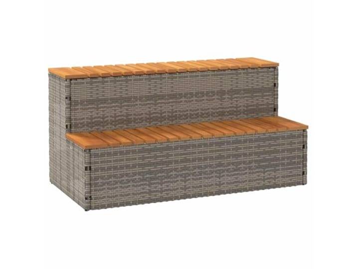 vidaXL Hottub-opstap 100x50x50,5 cm poly rattan&massief acaciahout