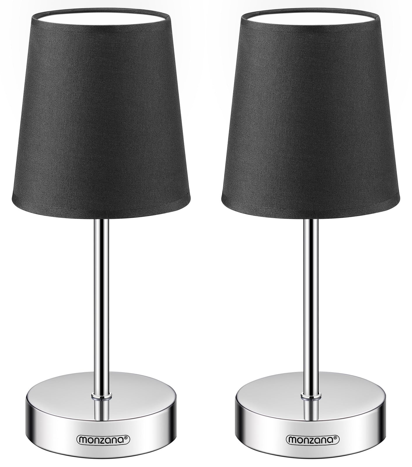Monzana Nachtlamp set van 2, tafellamp met kabel, antraciet, Hoogte: 32 cm