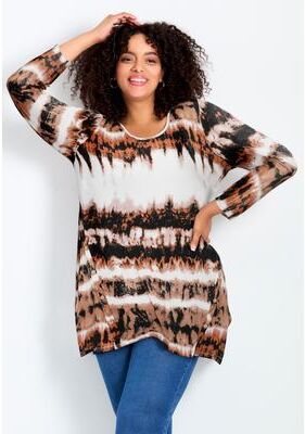 Plus Size Women's Leisure Button Tunic by Avenue in Tie Dye (Size 18)