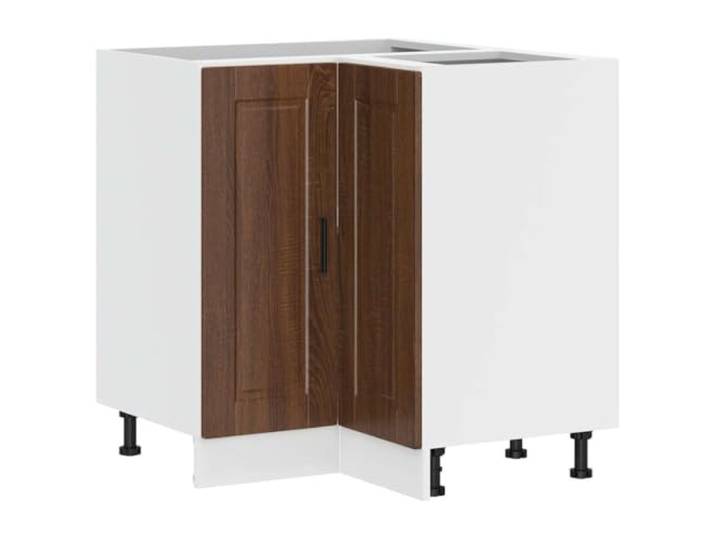KGHFDVB Eckunterschrank 75,5 x 75,5 x 81,5 cm Küche Holzwerkstoff Braun Holzwerkstoff in Braun Eichen-Optik, verstellbare Füße, mit Türen, für Küchengeräte und Geschirr, 70 kg Tragfähigkeit