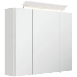 Spiegelschrank 75cm inkl. Design LED-Lampe und Glasböden weiss hochglanz