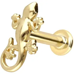 14 Karat Gold Labret mit Innengewinde GECKO