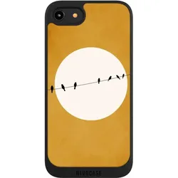 Nivocase Handyhülle für Apple iPhone 8 Hülle NIVOpure Case Schwarz Mond Nacht Vogel (Apple iPhone 8), Smartphone Hülle, Schwarz