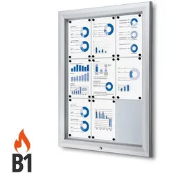 Schaukasten 9x A4, ESG Sicherheitsglas B1 Alu Infokasten wetterfest aussen 9xA4