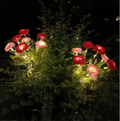 Inspire Picks Solar Snow Lotus Flower Garden Lights Waterproof Outdoor Lawn Decor 7 Head red 1pc