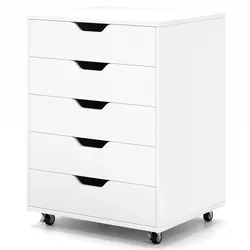 Helloshop26 - Mobiler Rollcontainer mit 5 Schubladen 49 x 40 x 65 cm praktisch und modern aus weißem Holzwerkstoff 20_0010991
