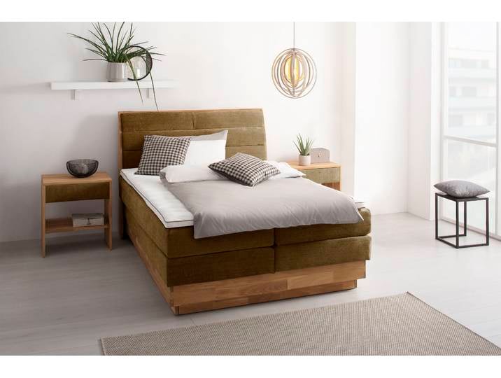 Boxspringbett, Braun, 164x216 cm, Polyester, Mit LED-Beleuchtung & Bettkasten, Modern, OTTO Products