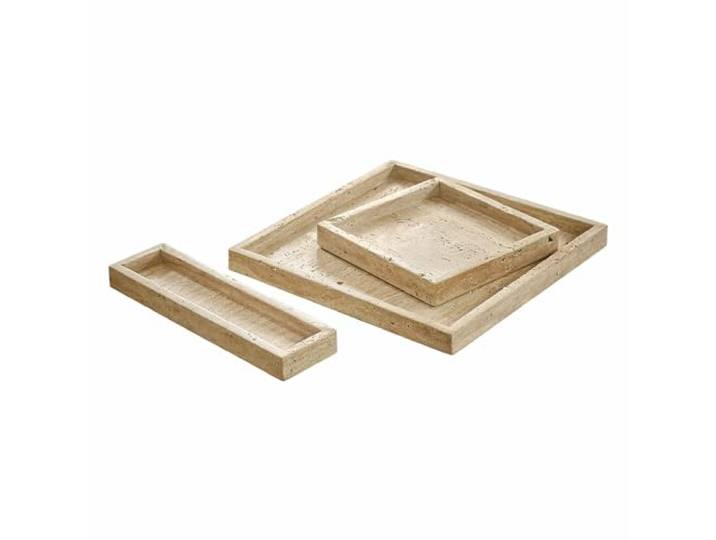 LOBERON Tablett 3er Set Tavone, beige Echtes Travertin, Stapelbar & dekorativ, Drei Größen im Set