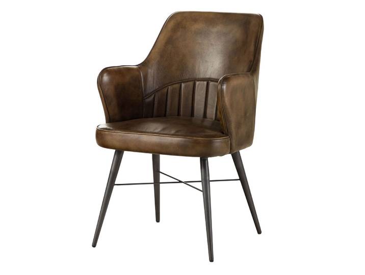 Chaise 55x62x84 cuir Marron foncé IRON LABEL #30