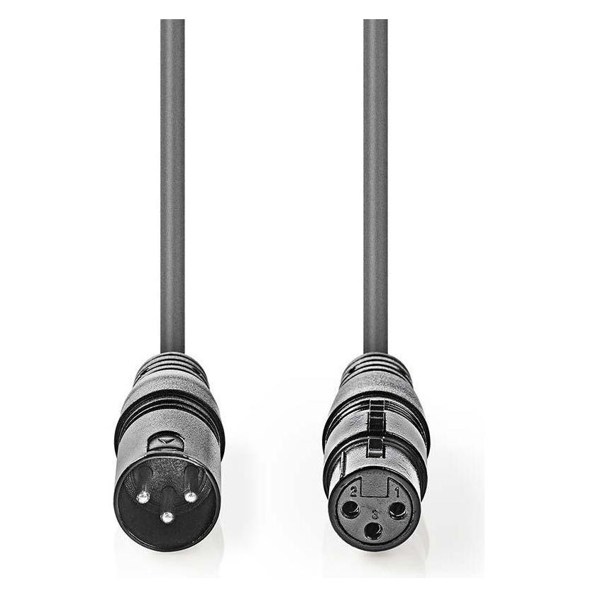 Nedis Audiokabel XLR kompensiert, 3-polig, männlich - XLR (1.50 m, XLR Kabel) (COTH15010GY15)