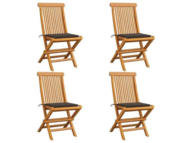 Klappbare Teakholzstühle Witterungsbeständig Klappstuhl 4er Set Taupe Klappbare Gartenstühle mit Taupe Kissen 4 Stk. Massives Teakholz für Terrasse Balkon Wetterfest Esstisch Sitzgruppe