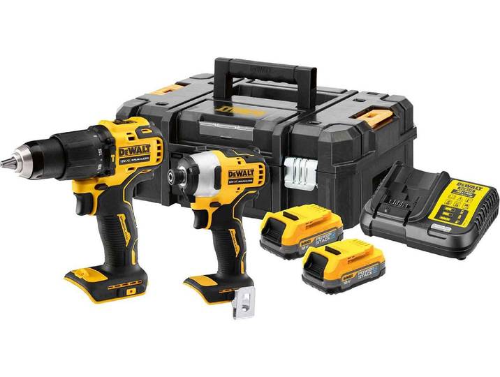 Pack perceuse visseuse à percussion + visseuse à chocs 18V 1\,7Ah Powerstack DEWALT - DCK2062E2T-QW