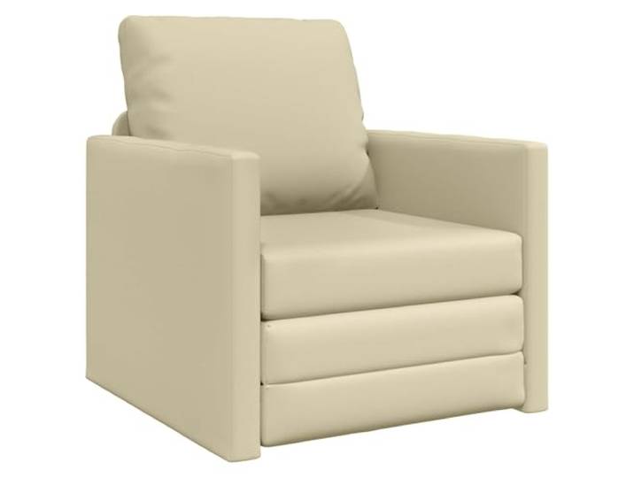 GHVBNMF Schlafsofa Klappbar 60cm Bodensofa Kunstleder Sessel Creme Kompaktes Liegesofa für Wohnzimmer und Gästezimmer mit robuster Metall-Konstruktion bis 110 kg Belastbarkeit.
