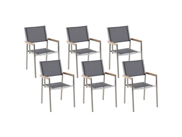 GARTENSTUHL 6er-Set grau Edelstahl Grosseto