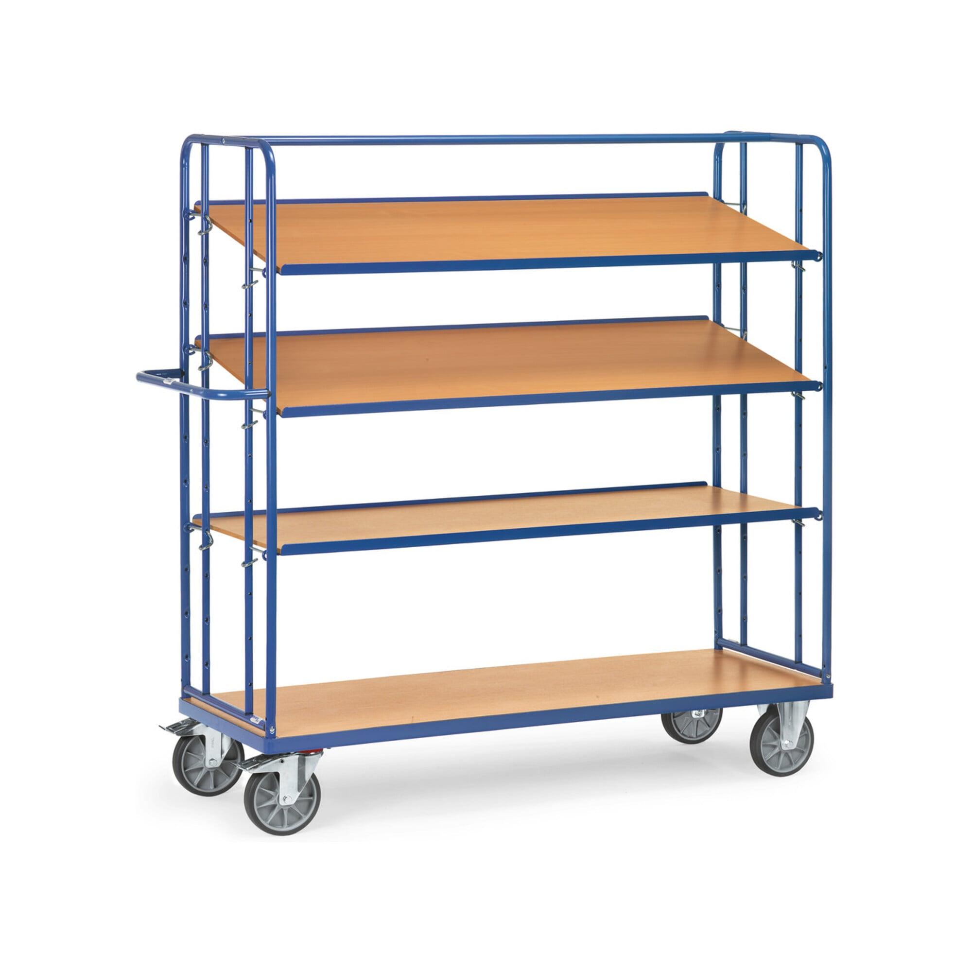 fetra Etagenwagen 4395 mit 4 Böden, Tragkraft 500kg, TPE-Reifen, Böden neigbar)