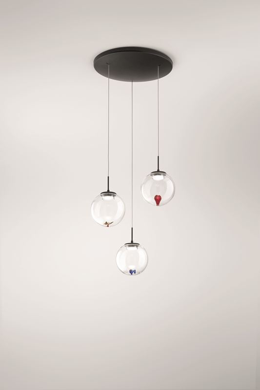 Fabas Luce LED-Pendelleuchte Ariel Schwarz transparent gemischte Motive 3770-47-373 8019282547792