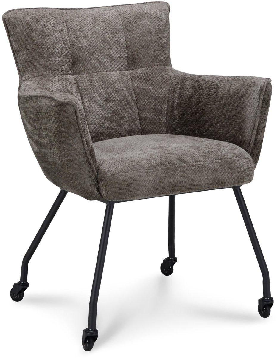 Icon Living Armstoel Nora on Wheel - Stof Movie Taupe - Leg Black